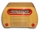 Fada Radio model 652 Temple with butterscotch and red catalin radio cabinet, 1946