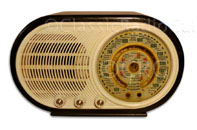 Vica Radio model 400, oval wood cabinet with large round dial, Spain