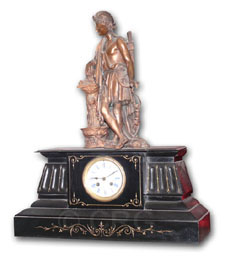 German Archer statue, stone base clock