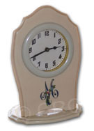 Celluloid white with M monogram clock