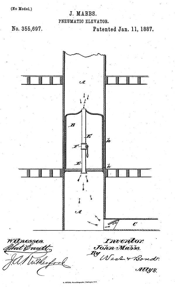 Mabbs Pneumatic Elevator patent