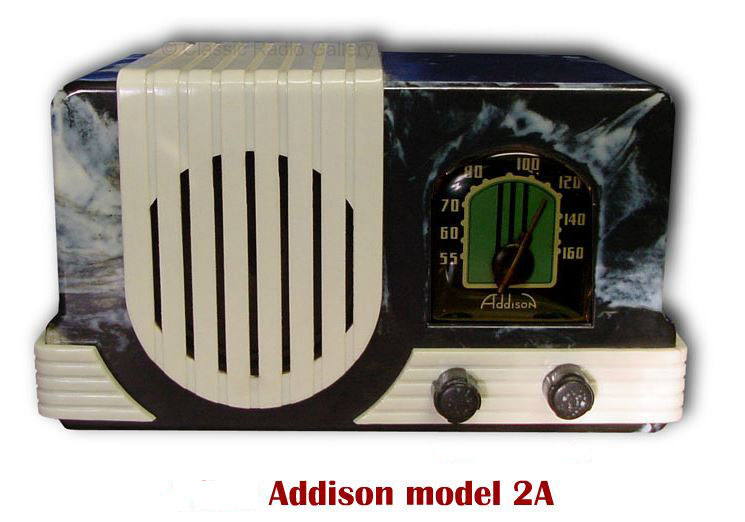 Canadian Addison Radio model 2, marbled black and white with white trim