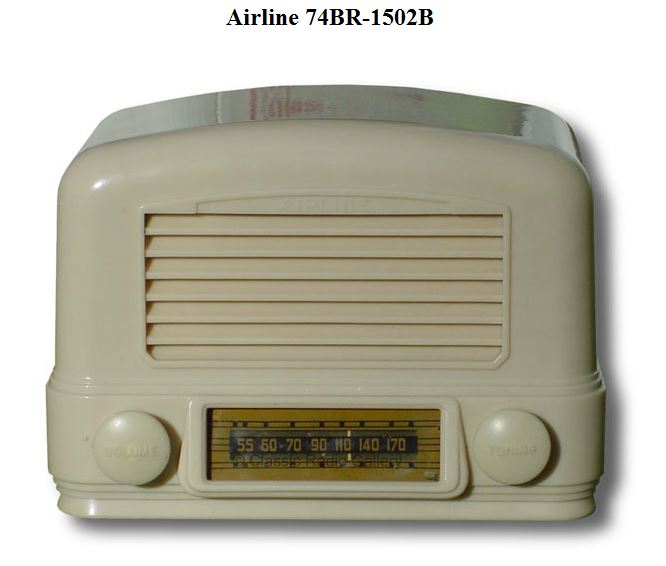 Airline Radio model 74BR-1502B, white plaskon midget