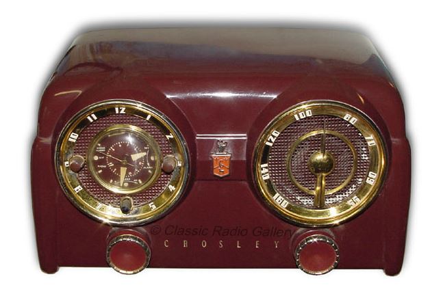 Crosley Radio model D25MN clock radio dashboard design, maroon