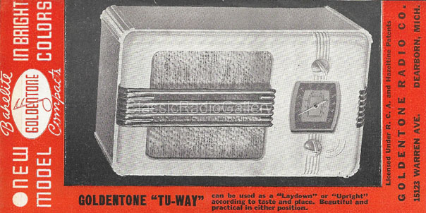 Goldentone Radio advertisement, Truetone, Monarch, Admiral 5Z, 6Y