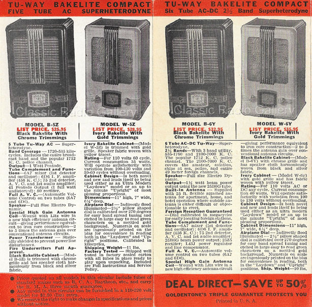 Goldentone Radio advertisement, page 2