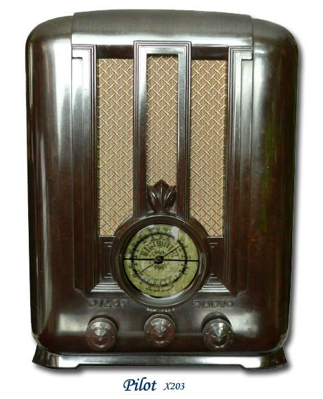 Pilot Radio model x203 export bakelite tombstone