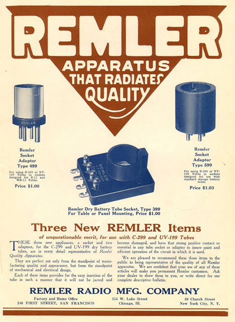 Remler Radio 1923 advertisement