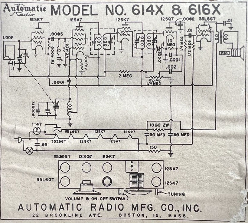 Automatic Radio 614S, 616X schematic
