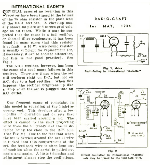 IRC Kadette Radio Craft May 1934
