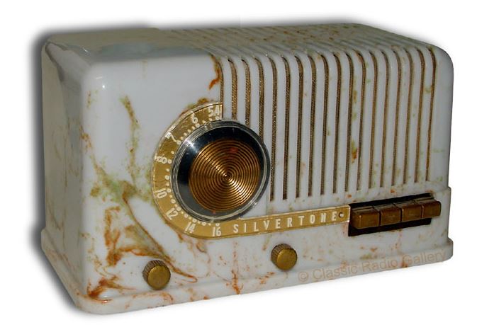 Silvertone Radio model 7008 Candycane beetle cabinet