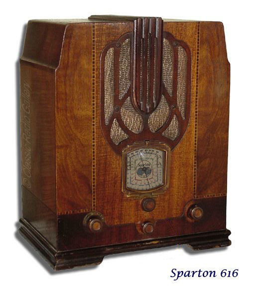 Sparton Radio model 716, 616, wood tombstone, 1936