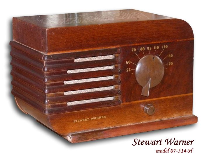 Stewart Warner radio model 07-514H, small wood tabletop, 1938
