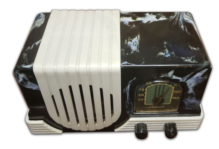 Canadian Addison Radio model 2, marbled black and white with white trim