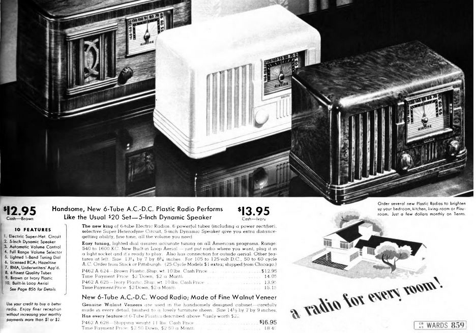 Airline Radio model 624 1941wards catalog