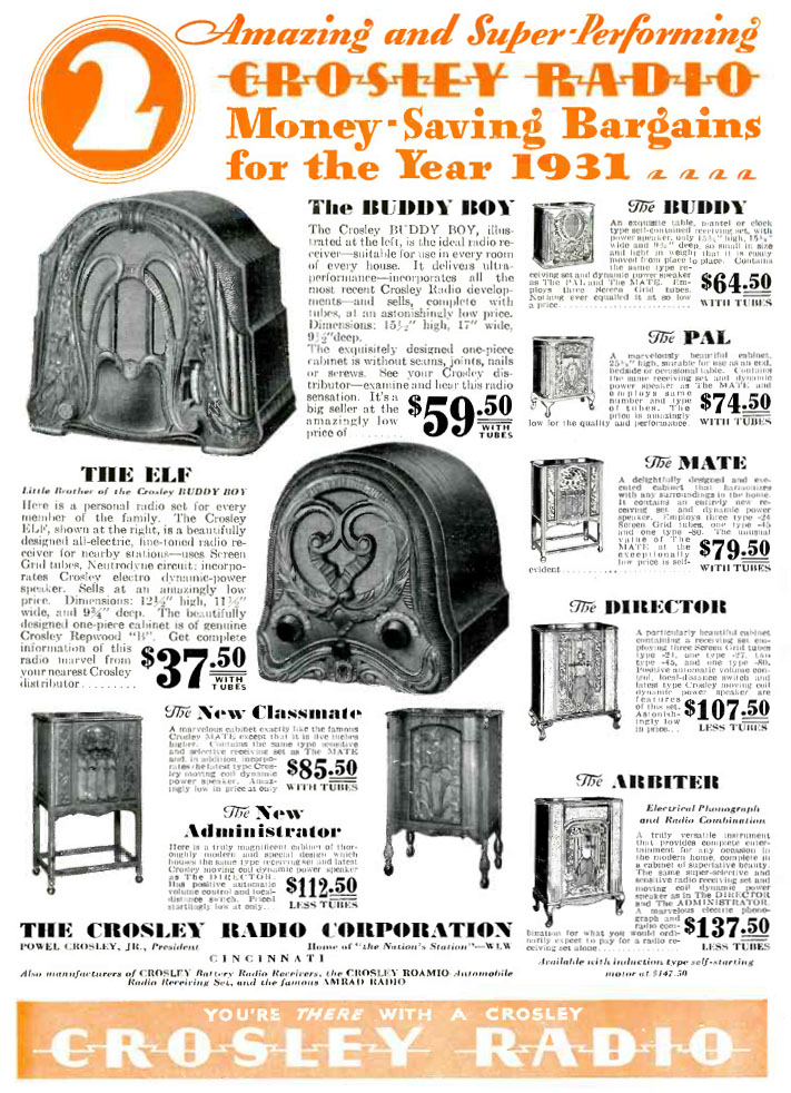 Crosley model Elf advertisement 1931