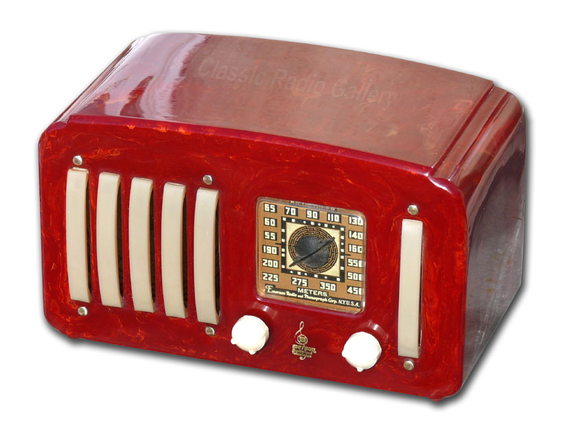 Emerson model EP-375 radio, red catalin