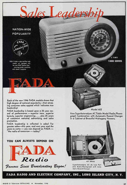 Fada catalin radio retailing advertisement