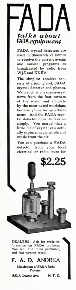 FADA Radio 1922 advertisement