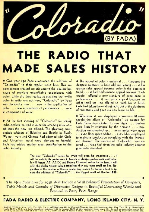 1937 Fada Coloradio advertisement