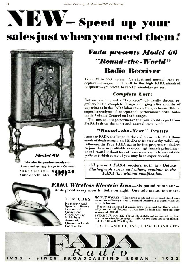 Fada wireless iron 1932