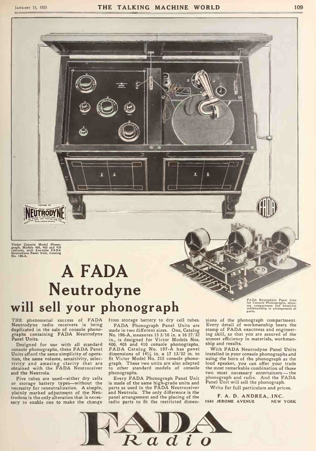 FADA Radio 1925 advertisement