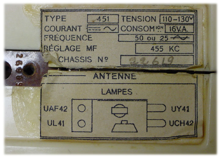 French Marconi Radio model 451 Baby label