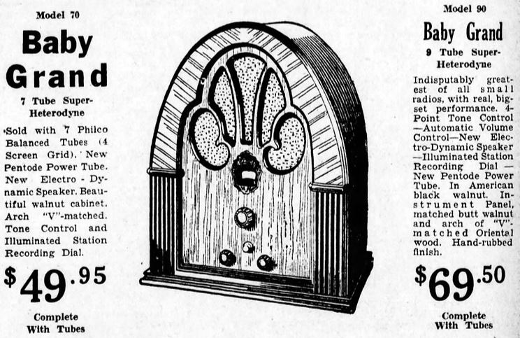 Philco Radio model 90 cathedral ad