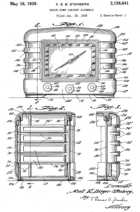 Pilot T500 cabinet patent drawings