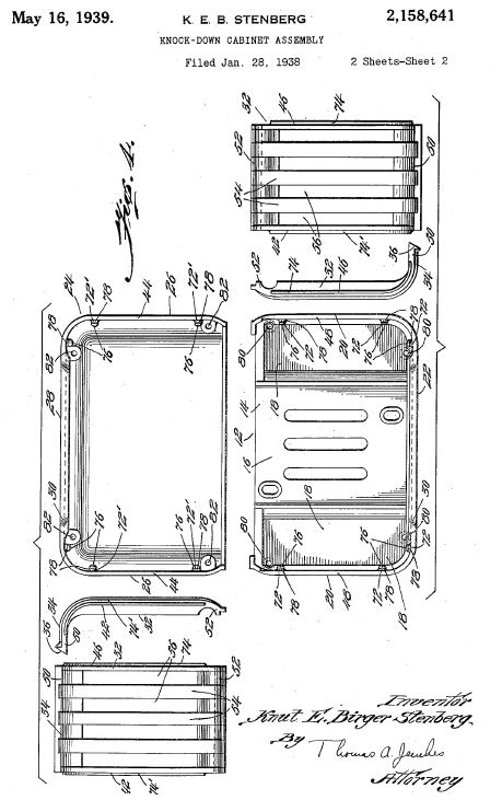 Pilot T500 cabinet patent drawings