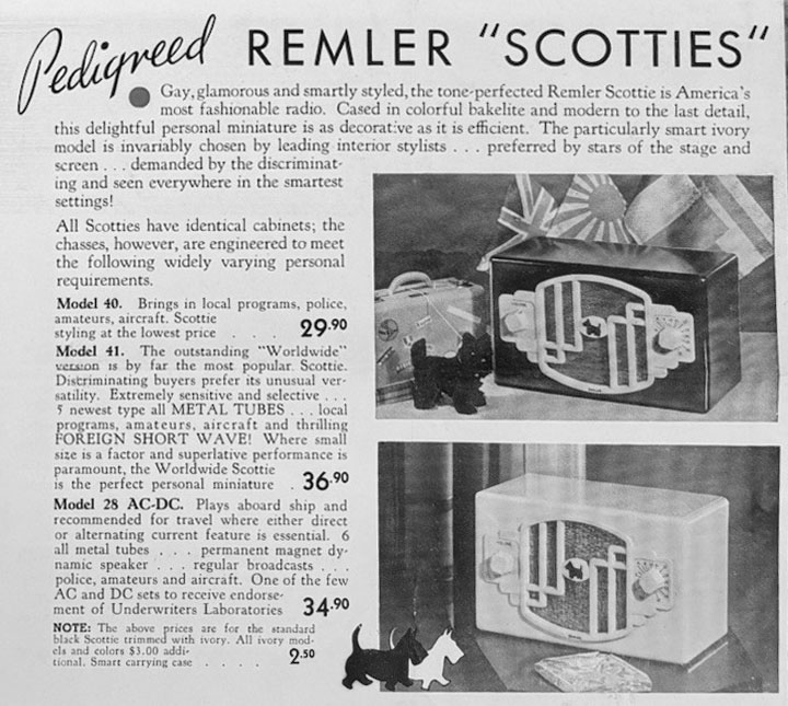 Remler Scottie Radio model 40, 41, 28 ad