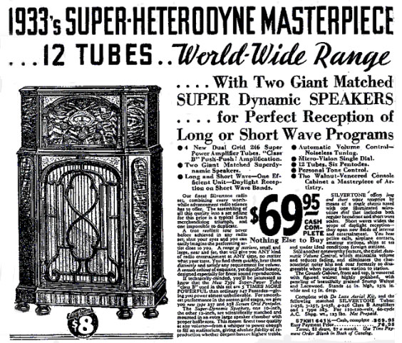 1933 Silvertone radio ad