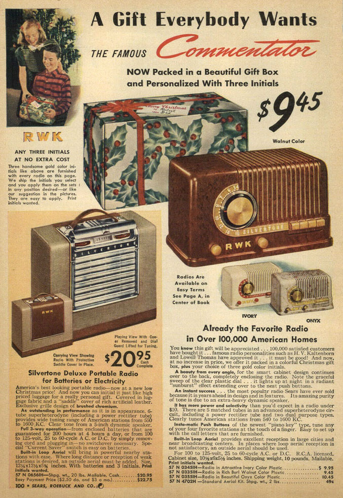 Silvertone 7008, 7006, 7004, 3411, 3551, 3451, 3351 Commentator advertisement