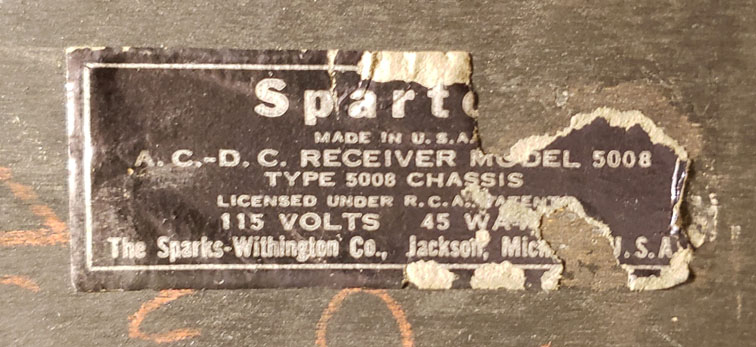 Sparton radio Sparton Polo Club 5008 label