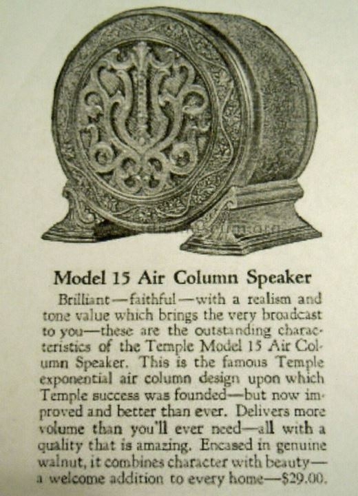 Temple Speaker model 15 advertisement