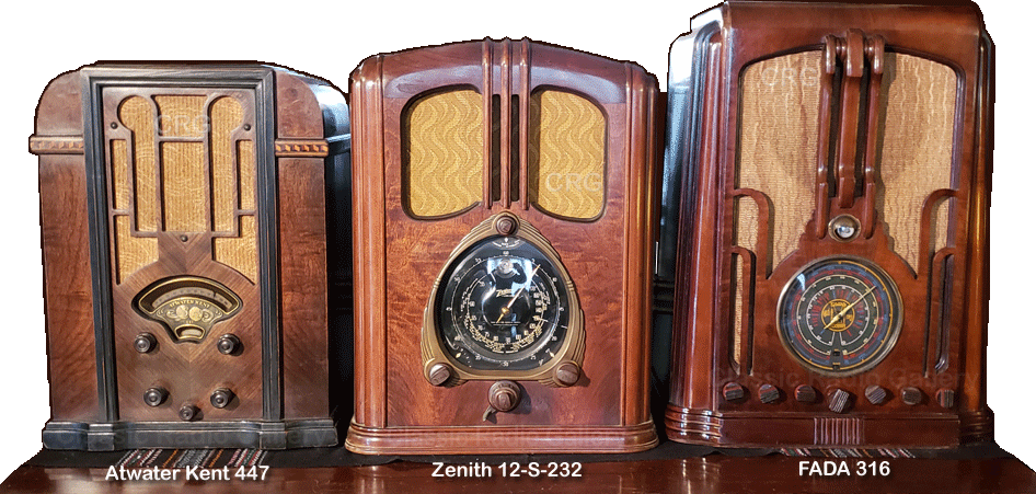 Tombstone radios - Atwater Kent 447, Zenith 12-S-232, Fada 316