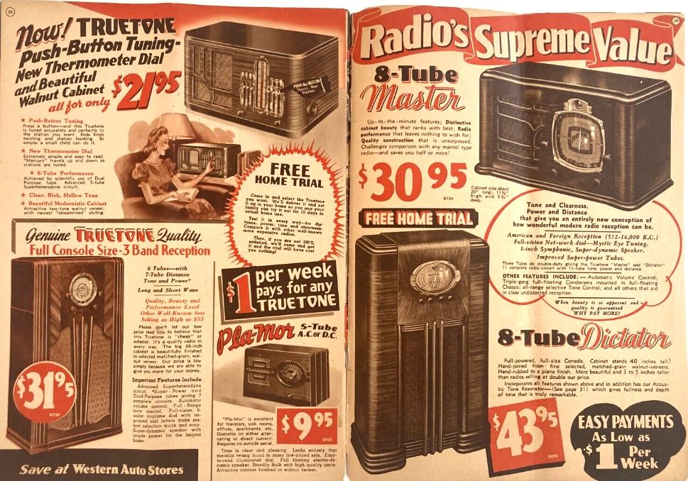 Truetone 1938 radio advertisement