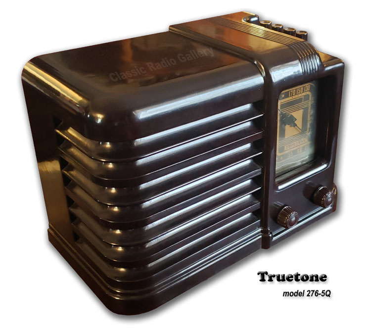 Truetone Radio model 276-5Q bakelite cabinet with pushbuttons, 1939