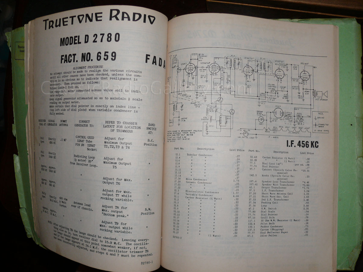 Fada 659 schematic Truetone D2780 service data