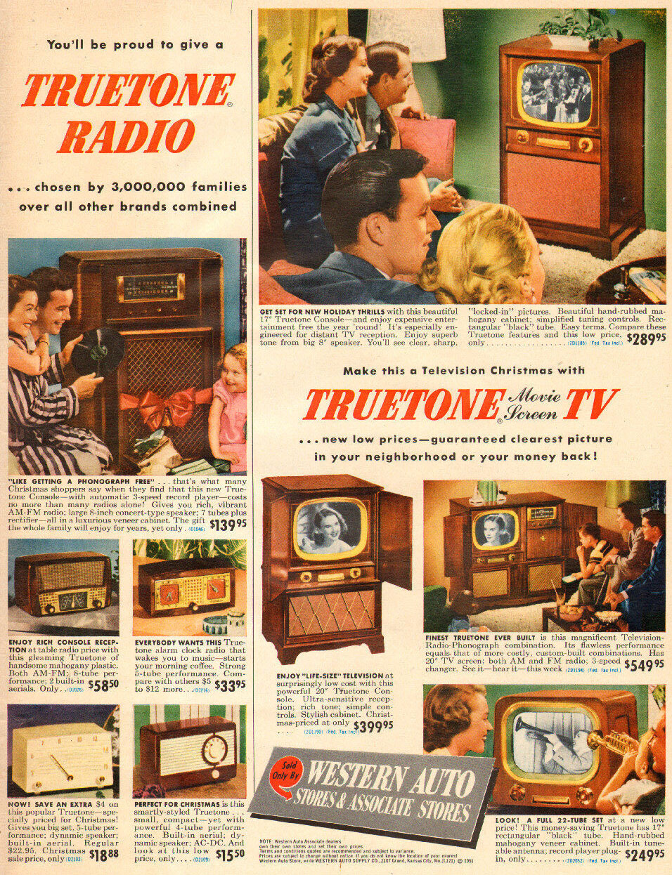 Western Auto Truetone Radios ad 1950s