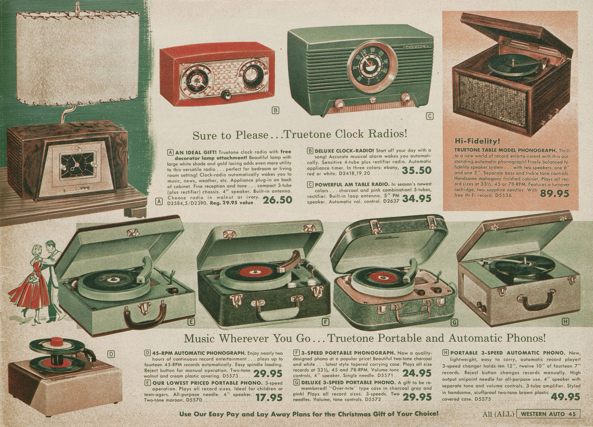 Western Auto Truetone Radios ad 1951