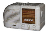 1938 Admiral Radio model 398-6M, pushbuttons and brass escutcheon, beetle plastic