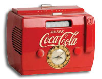 Coke cooler radio with clock