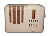 Coronado Radio model 527, white plaskon, pushbuttons and side knob tuning, 1938