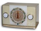 Crosley Jeweler's Radio model 11-110U, reverse painted white lucite cabinet