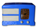 Detrola Radio model 274 with blue plaskon cabinet and white grille, 1939