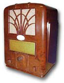 HMV Radio model 440, large marbled bakelite tombstone, Australian