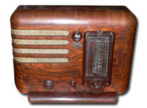 Minerva Radio model 376, magic tuning eye tube, wild wood grain cabinet, 1936, Austrian