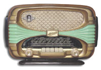 Oceanic Radio model Surcouf, green side lights, wood, pushbuttons, French