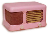 Peter Pan Radio model GKL, pink plaskon bakelite cabinet, Australian